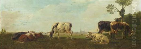 Cows In A Panoramic Polderlandscape - view 1