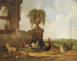 Poultry By A Ruin, An Extensive Landscape Beyond