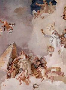 Frescoes in the Royal Palace of Madrid, scene, lauding Spain, detail 1 by Giovanni Battista Tiepolo