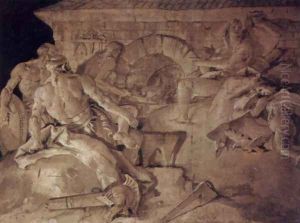 Frescoes in the Villa Valmarana, Vicenza, scene, Venus asked Vulcanus for Aeneas to forge an armor by Giovanni Battista Tiepolo
