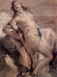 Frescoes in the Villa Vallmarana, Vicenca, scene, Minerva will force Achilles to kill Agamenon by Giovanni Battista Tiepolo