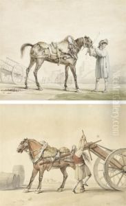 Palefreniers Et Leurs Chevaux by Carle Vernet