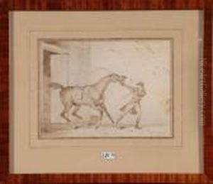 Cavalier Sortant Son Cheval De L'ecurie by Carle Vernet