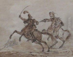 Combat De Cavaliers by Carle Vernet