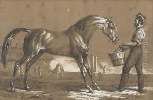 Hengst Mit Stallbursche by Carle Vernet