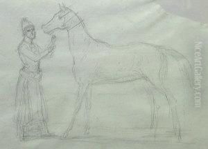 Study Of A Horse And North African Groom by Carle Vernet
