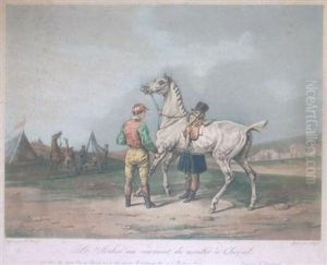Le Jockei Au Moment De Monter A Cheval by Carle Vernet