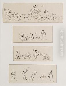 Stick Caricatures, Set Of Four Framed As One Stick Caricatures, Set Of Four Framed As One