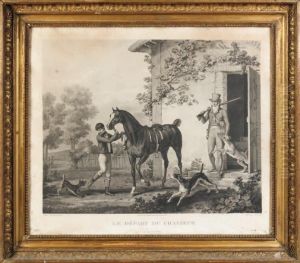 Le Depart Du Chasseur Et Le Chasseur by Carle Vernet