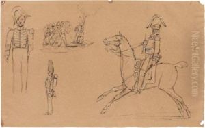 Un Groupe De Treize Caricatures, Paysage; Chasseur (recto) Chienne Et Ses Chiots (verso) Un Groupe De Treize Caricatures, Paysage; Chasseur (recto) Chienne Et Ses Chiots (verso)