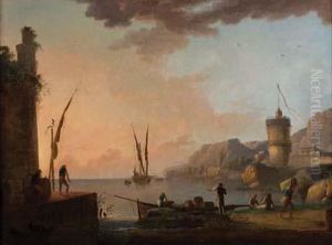 Scena Di Porto Mediterraneo by Carle Vernet