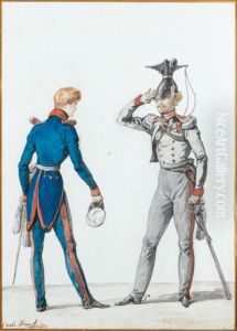 Officiers Prussien Et Russe Se Saluant by Carle Vernet