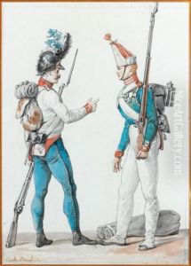 Soldats Russe Et Prussien Discutant