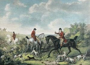 Les Chiens Ayant Perdu La Trace -
 La Chasse Au Renard. Deux Pendants Graves Par Ph.l.debucourt. 530 X 
720