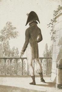 Junger Franzose Von Hinten Vor Einer Balustrade In Reitrock Und Zweispitz Junger Franzose Von Hinten Vor Einer Balustrade In Reitrock Und Zweispitz