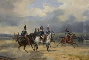 Cavalerie Legere "hussards Aux Ordres Sur Un Champ De Bataille". by Carle Vernet
