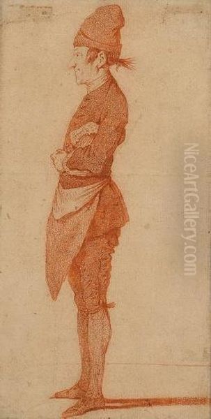 Portrait D'un Domestique Vu De 
Profil Vers La Gauche Tenant Une Miche De Pain Sous Le Bras - view 1