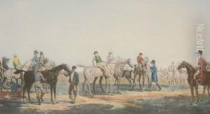 Le Depart D'une Poule De Sept Chevaux Par Louis-philibert Debucourt by Carle Vernet