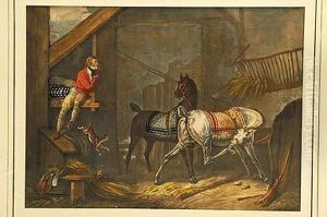 Caballos En El Establo by Carle Vernet