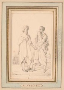 Deux Arabes Se Saluant by Carle Vernet