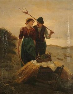 Bringing Back The Reeds; And A Companion, Figures On A Beach