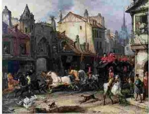 La Traversee De Senlis Par La Berline D'un Equipage by Carle Vernet