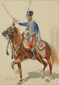 Russian Hussarraising His Sword by Horace Vernet