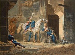 Grand Garde De Lanciers Polonais Et Lanciers Polonais Encantonnement by Horace Vernet