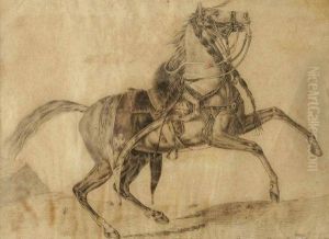 cheval Cabre Revetu D'un Tapis De Selle A L'aigle Bicephale
Couronne