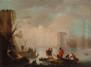 Figures At A Harbour Entrance