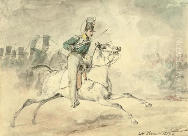 A Cavalryman Charging In The Heat Of Battle - view 1