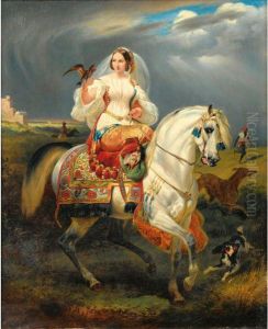 Cavaliere Algerienne Avec Un Faucon