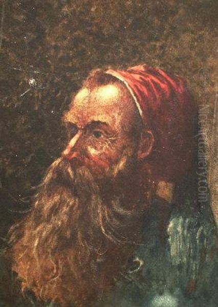 Manner Of Emile Jean Horace
Vernet -- Portrait Of A Bearded Man Head And Shoulders Turned To The
Left; Watercolour, 34x26cm - view 1