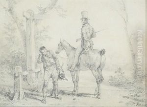 Man On Horseback And Gameskeeper Man On Horseback And Gameskeeper