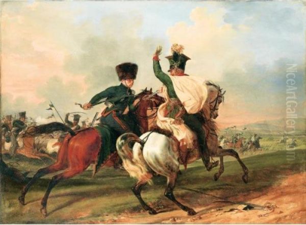 Le Lieutenant De Lauriston Au 
Combat D'amstetten (6 Mai 1809) [horace Vernet ; The Lieutenant De 
Lauriston At The Battle Of Amstetten (6th May, 1809) ; Oil On Canvas 
Signed And Dated Lower Right H. Vernet Fecit 1809] - view 1
