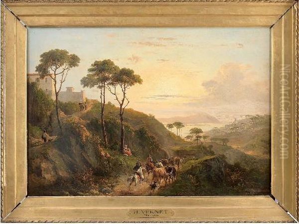 Vue De La Cote Amalfitaine Animee De Bergers Et Cavaliers - view 1