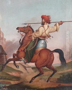 A Mounted Oriental With A Spear by Horace Vernet