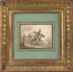 Un Hussard Chargeant Pendant Une Bataille by Horace Vernet