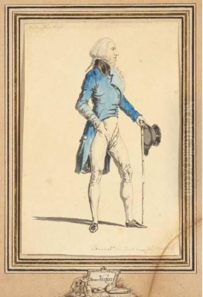 Portrait De Monsieur Brunet Appuye Sur Une Canne, De Profil Tournevers La Droite - view 1