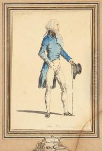 Portrait De Monsieur Brunet Appuye Sur Une Canne, De Profil Tournevers La Droite