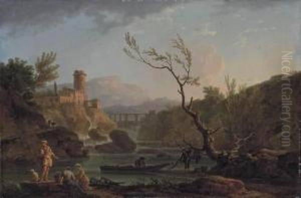 A Capriccio View Of Montferrat
At Dawn With The Gorges De Verdon And The River Nartuby, With Fishermen
Unloading Their Catch - view 1
