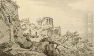 Vue Du Temple De La Sybille A Tivoli by Claude-joseph Vernet