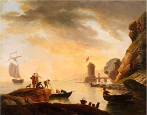 Heimkehr Der Fischer In Einer Bucht Imabendrot by Claude-joseph Vernet