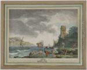 Vue De Naples by Claude-joseph Vernet