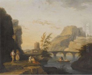 Landscape With Figures By A River And Fishermen Pulling Nets