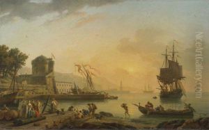 A Grand View Of The Sea Shore by Claude-joseph Vernet