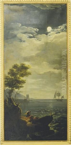 Fisherman In The Bay Moonlight - view 1