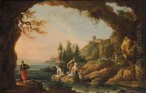 Paesaggio Costiero Con Lavandaie