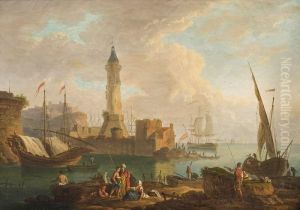 Rivage Mediterraneen Anime De Pecheurs by Claude-joseph Vernet