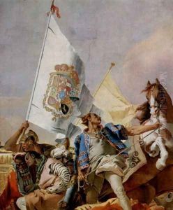 Frescoes in the Royal Palace of Madrid, scene, lauding Spain, detail 2 by Giovanni Battista Tiepolo